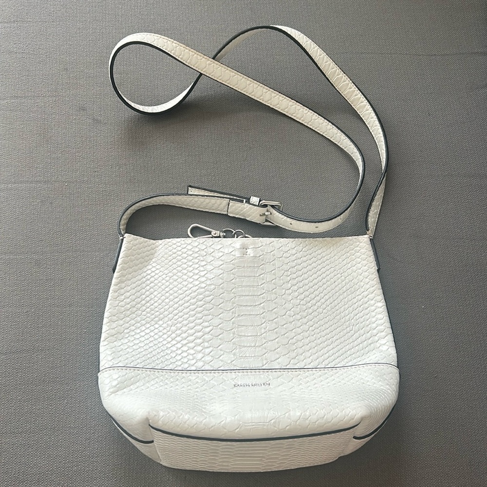 Karen Millen Women's White Leather Crossbody Straps purse Handbag
